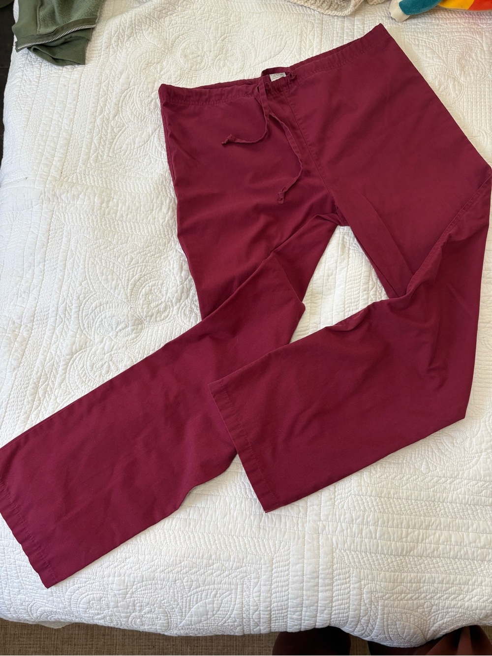 Dickies XS Burgundy Scrub Pants with Drawstring Waist